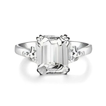 Moissanite 4CT Emerald Cut Wedding Ring, 925 Silver Eternity Bridal Jewelry