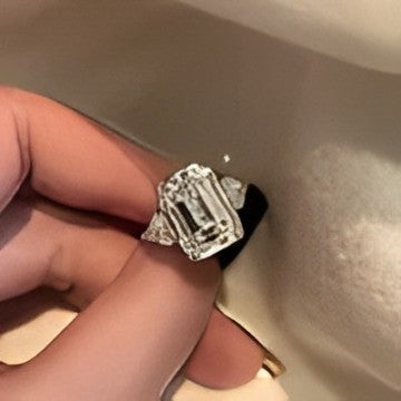 Moissanite 4CT Emerald Cut Wedding Ring, 925 Silver Eternity Bridal Jewelry