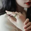 French Vintage 925 Silver Gold Fill Princess Cut Emerald CZ Wedding Ring