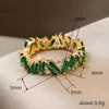 French Vintage 925 Silver Gold Fill Princess Cut Emerald CZ Wedding Ring