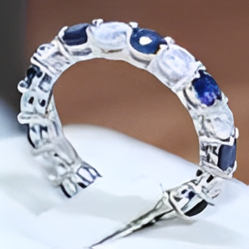 Sterling Silver Blue Sapphire CZ Engagement Ring - Bridal Wedding Band