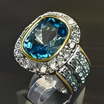 "2024 Luxury Aquamarine Wedding Ring in Sterling Silver"