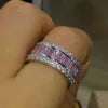 "Luxury Pink Sapphire Princess Cut Band in 925 Silver"