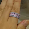 "Luxury Pink Sapphire Princess Cut Band in 925 Silver"