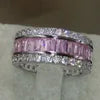 "Luxury Pink Sapphire Princess Cut Band in 925 Silver"