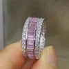 "Luxury Pink Sapphire Princess Cut Band in 925 Silver"